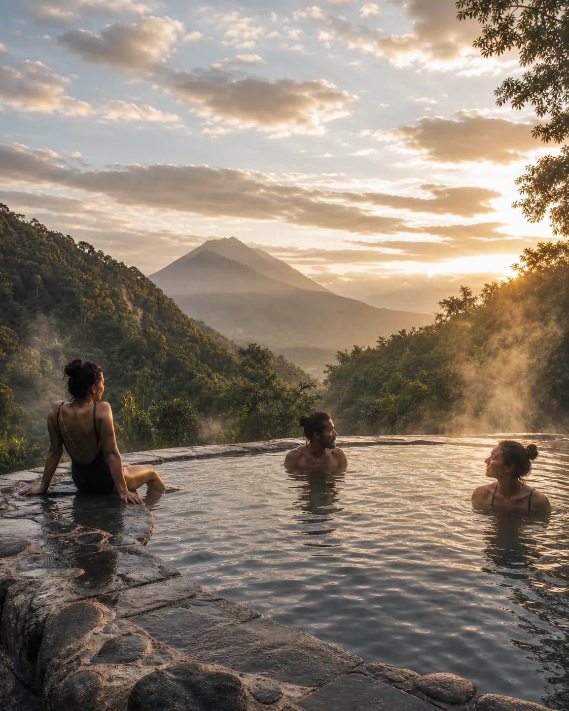 North Bali natural hot spring for heat therapy Steaming natural hot spring in North Bali used for heat therapy and hydrotherapy