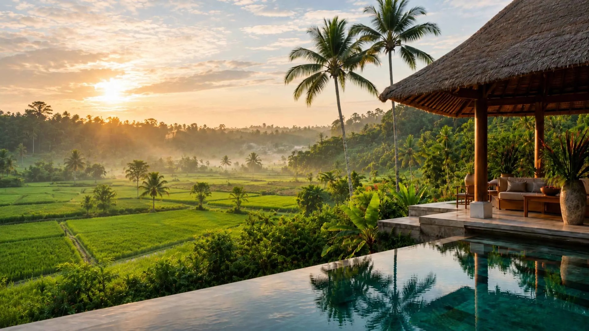 YogaFX Retreat sanctuary in North Bali Private yoga Retreat sanctuary in North Bali overlooking rice terraces at dawn