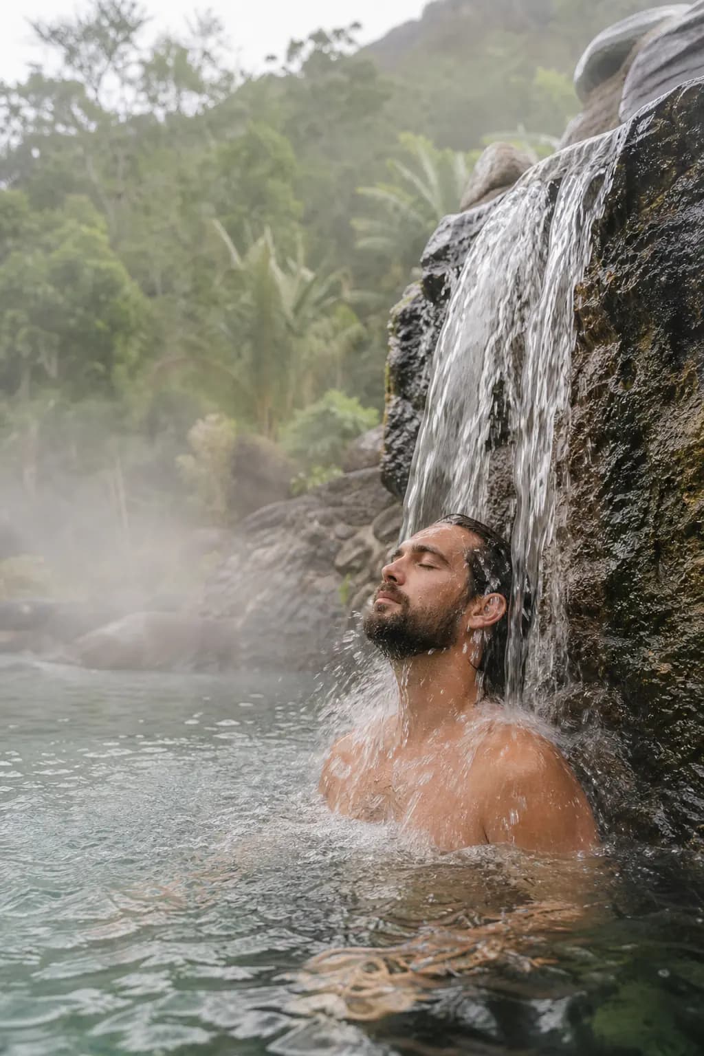 Day 03: Deepening the Journey & Emotional Release Natural hot springs in North Bali used for hydrotherapy during the detox Retreat